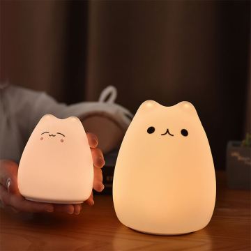 Cute Silicone USB Bedside Lamp - Cat and Rabbit Shape Night Light for Kids