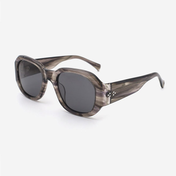 Stylish Round Thick Acetate Unisex Sunglasses 24A8008