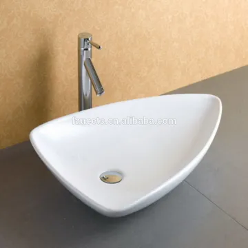 Triangle Shaped White Ceramic Wash Art Basin