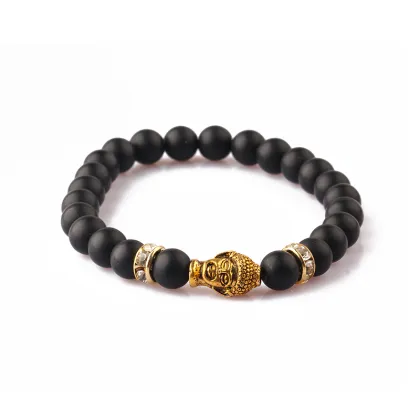 Fashion Yoga Men Buddha Bracelet Red Imperial Jasper Grey Jasper Bead Bracelet