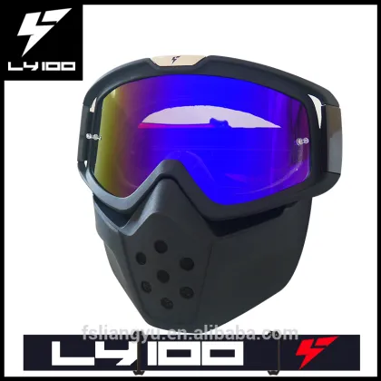 Motorcycle goggle with detachable face mask
