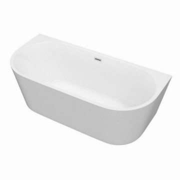 Modern White Acrylic Freestanding Bathtub with Center Drain - Hotel Budget Option