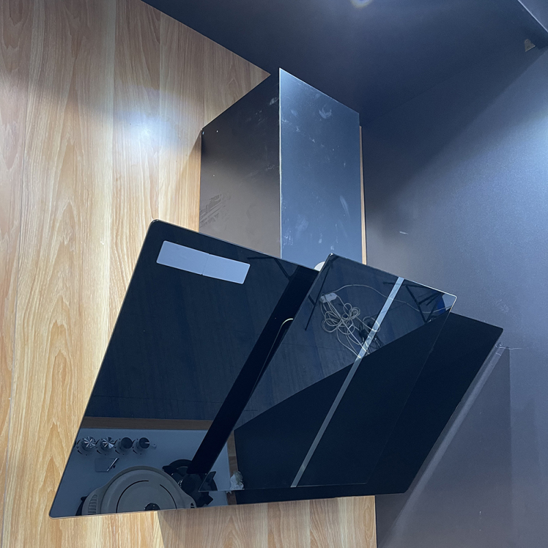 Kitchen Chimney Big Suction Power 90cm Wall Mounted Black Tempered Glass Touch Switch Auto-Clean Range Hood