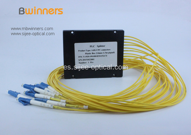 Divisor de fibra óptica 1X8 en caja de ABS