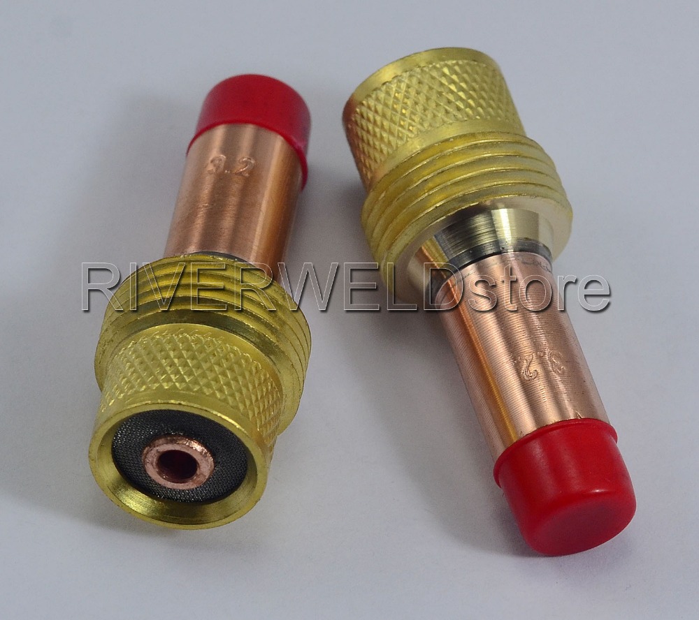 TIG Gas Lens Collets Body 45V27 3.2mm & 1/8" FIt TIG Welding Torch Consumables SR PTA DB WP 17 18 26 Series, 2PK