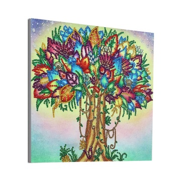 Color árbol flor árbol decorativo pintura diamante pintura