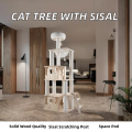 Floor Ceiling Cat Tree Tower Wooden Scratching Post Indoor Cat Climbing Frame Adjustable Height Simple Premium Quality