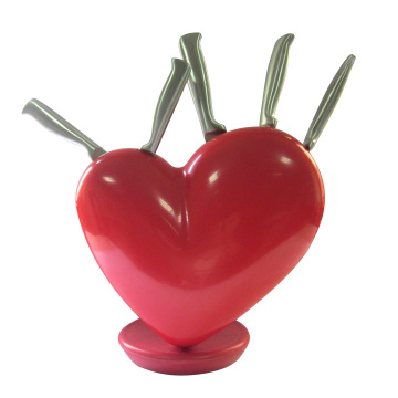 5PCS Stainless Steel Knives with Heart-Shaped Knife Holder
