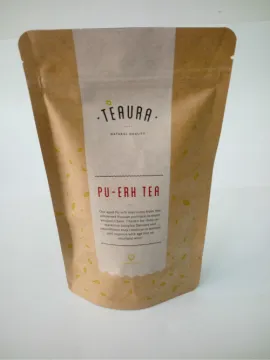 Matt Stand Up Pouch With Label For Tea