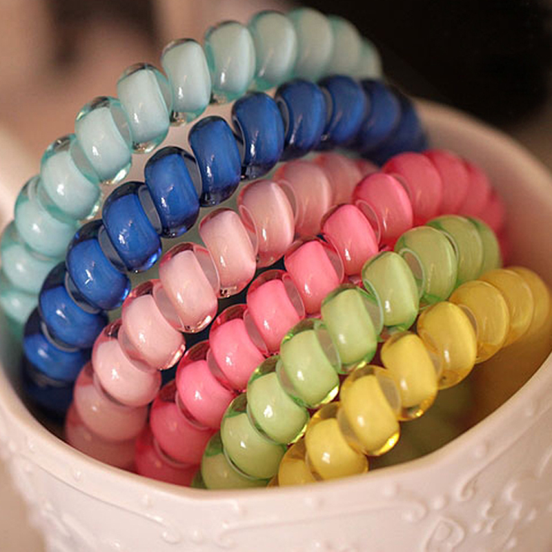 10pcs Telephone Cable Women Hair Styling Braider Ponytail Holder Elastic Spring Hair Rubber Band Ring Ties Rope Hair Accessories