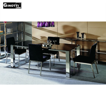 Stainless steel glass top dining table