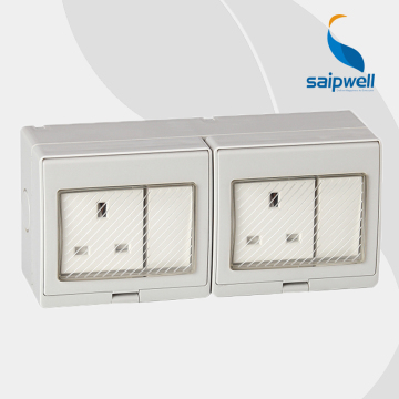 3 P 13A 220V AC Waterproof Wall Switch Socket (SP-2SS)