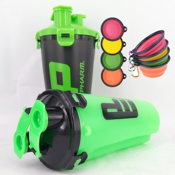 Portable Dog Traveling Bottle with Folding Bowl for Food and Water