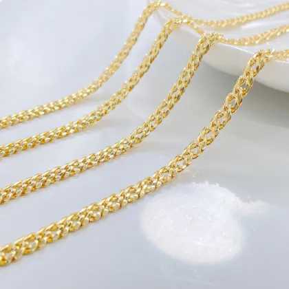 Wholesale Chain Roll Diy Jewelry Accessories Chain 14K Color Preserving Gold Diy Handmade Necklace Cuban Chain Jewelry Findings
