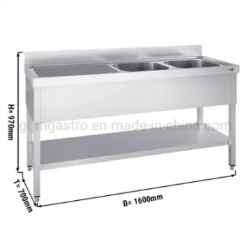 Sink Unit with Floor Base 1, 6 M - 2 Sinks on The Right L 40 X W 50 X D 25 Cm