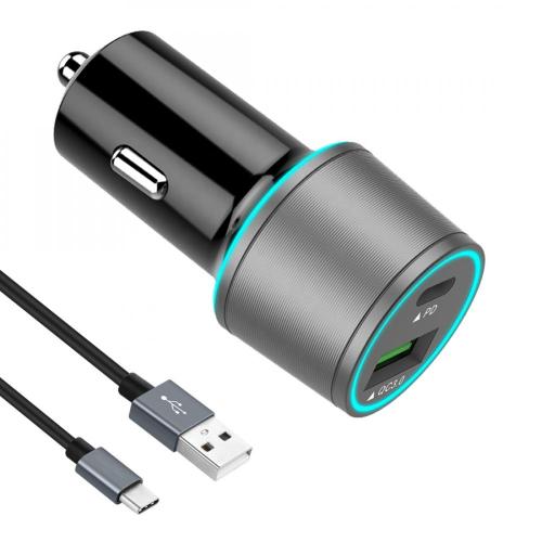 Penyesuai Pengecas Kereta USB Mini dengan LED Biru