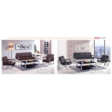 Special Design Black Leather Steel Frame Office Sofa
