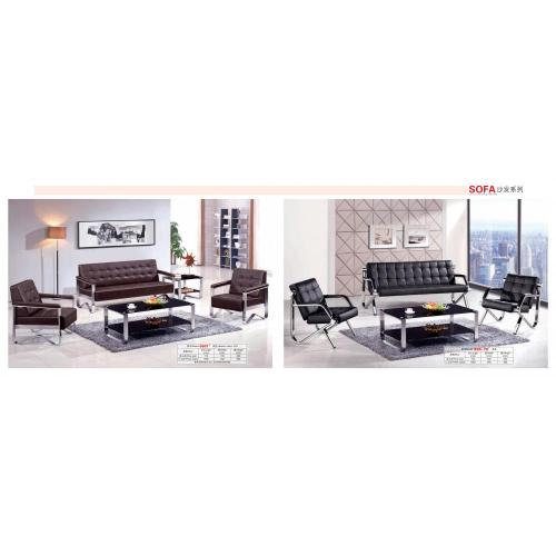 Furniture Armrest Iron Feet Office Room Special Design Black Leather Steel Frame Office Sofa Supplier