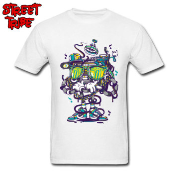 Newest Mens Tshirt Punk Boombox Print T-shirt Funky Street Style Clothes Man Cotton White Tee Shirts Crazy Skater Tops Wholesale
