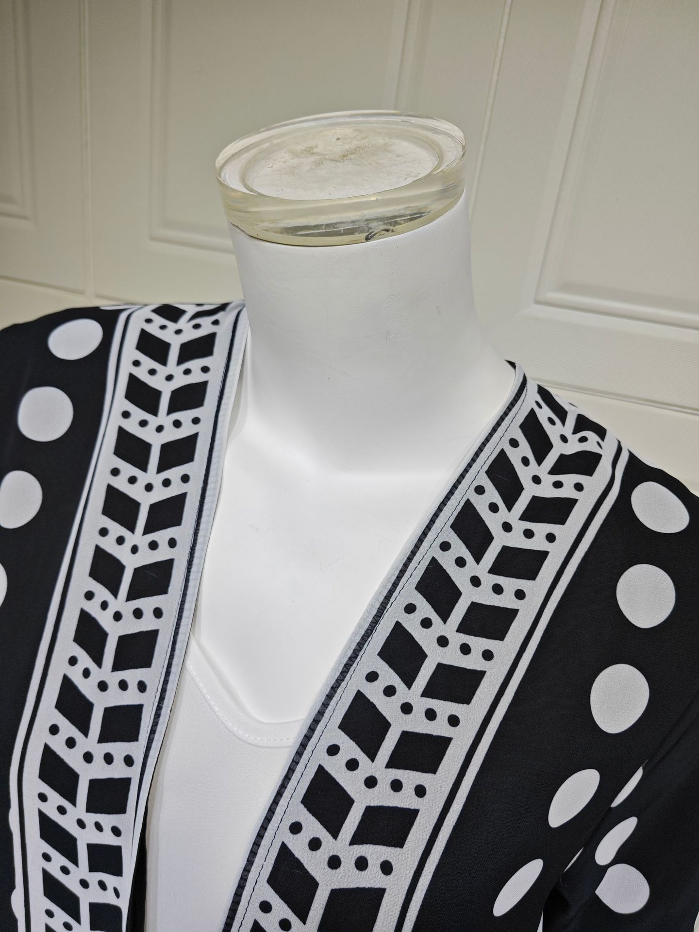 Polka Dot Print Chiffon Open Abaya Set MQ273 (2)