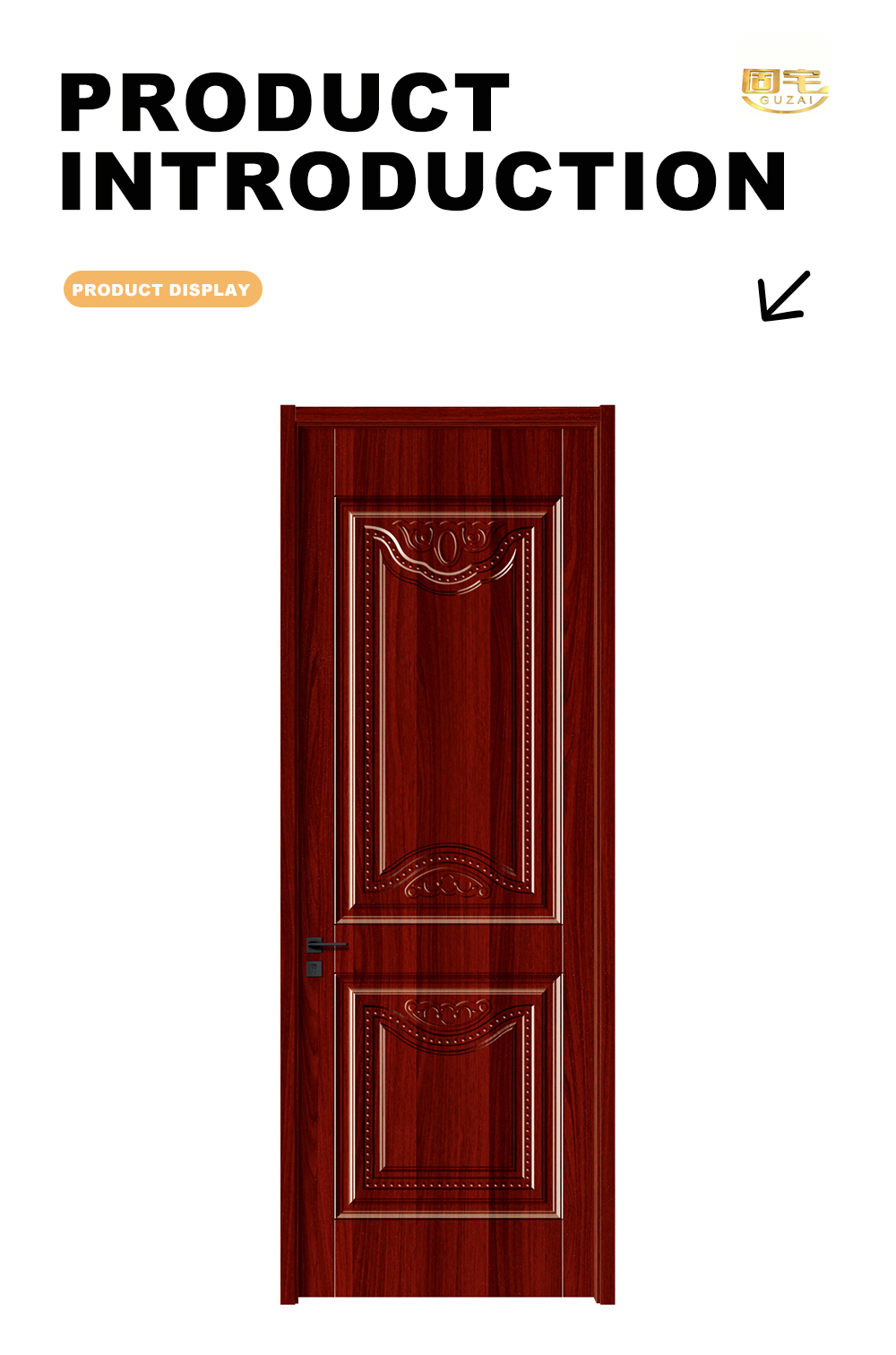 Red Spliced Wood Carved Interior Timber Door X