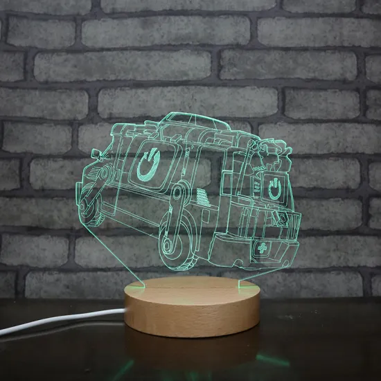 7 Color Changeable Acrylic Wood Night Light with Dimmable Lightness