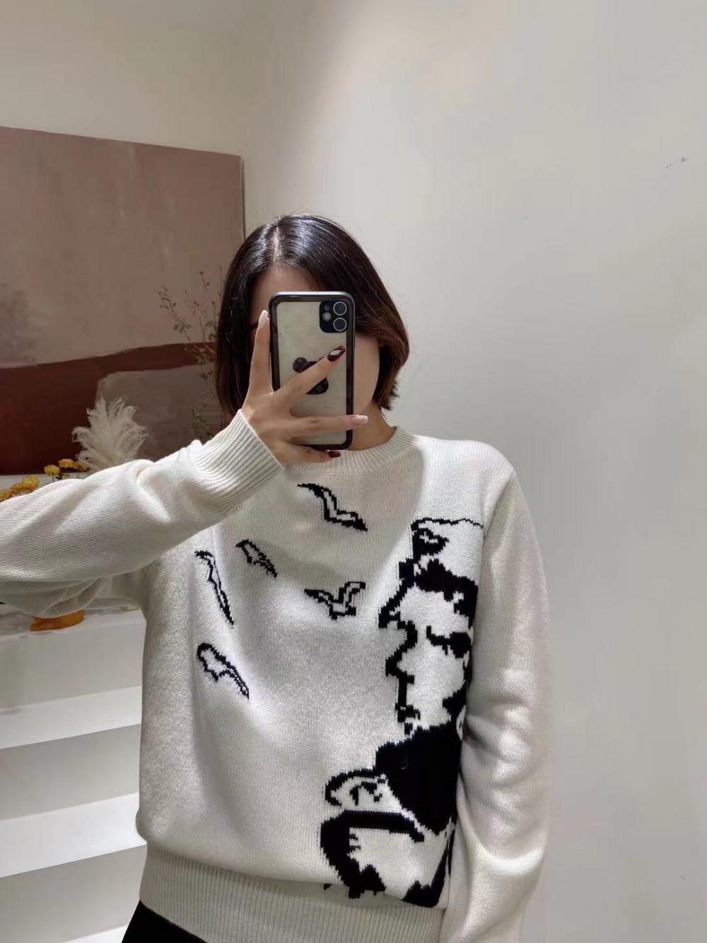 Sweater woman British lazy style loose round neck