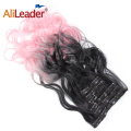 Den Alileader 16 Clips Long kinky krullt Hairpiewe OBBre Faarf Clip an der Hoer Extensioun synthetesch fir Fraen