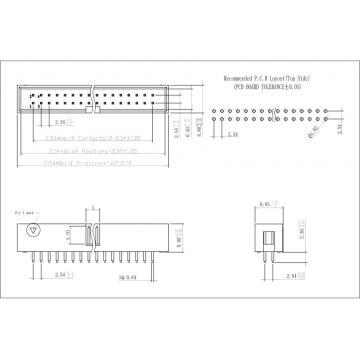 2,54x2.54mm de cabeçalho de caixa masculina dupla com linhas de lobo tht 180 ° Tipo H = 9.0