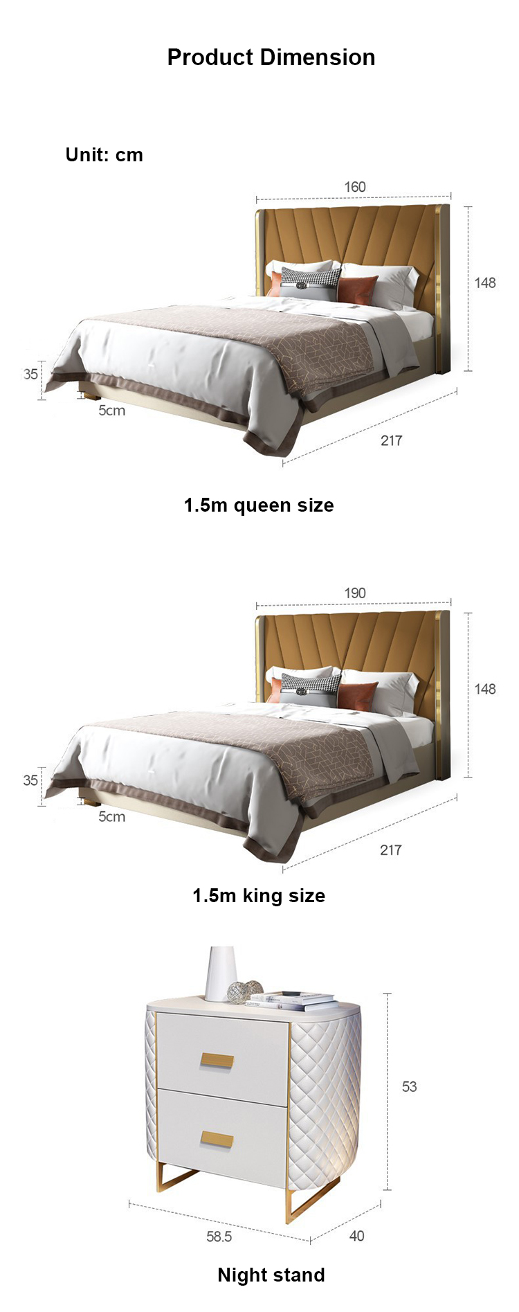 Modern design Premium king bed frame headboards size with factory prices