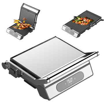 2024 New Hot Detachable Indoor Digital Electric Grill with 180 Degree Open and Auto Sensor Cooking - Silver