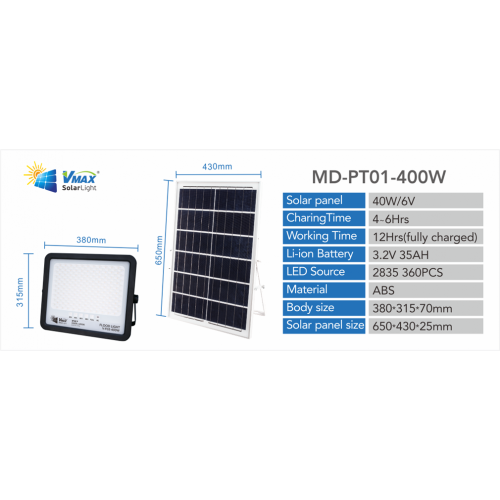 Luces de inundación solares de la puerta de 400W