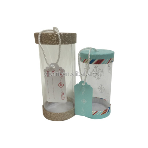 colorful glitter lid transparent cylinder paper tube box