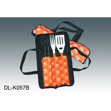 3PCS BBQ Tool Set with Hardwood Handle