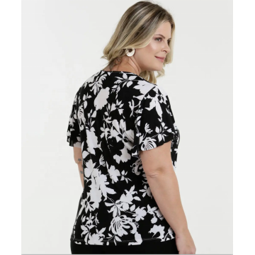 Blusa de manga corta de talla grande de moda para mujer OEM