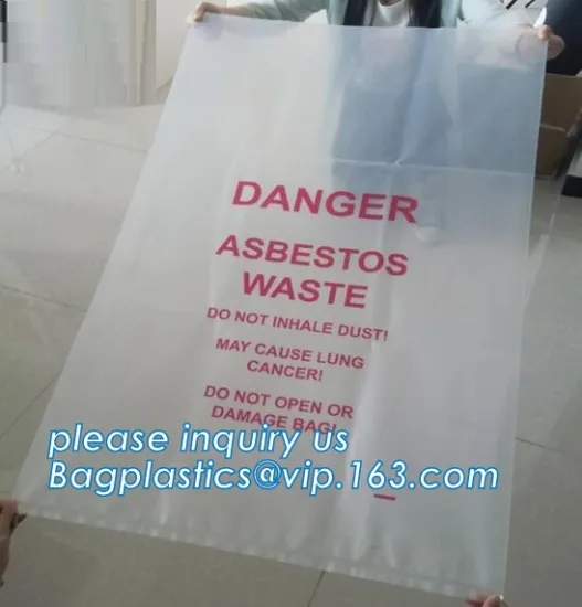 Asbestos waste bag, ldpe asbestos bag, hazardous waste yellow plastic bag asbestos garbage bag