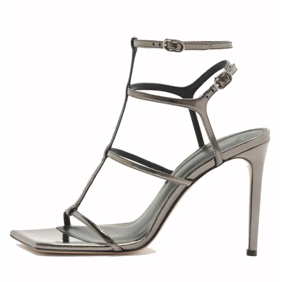 Elegant Square Toe High Heels with Roman Detail