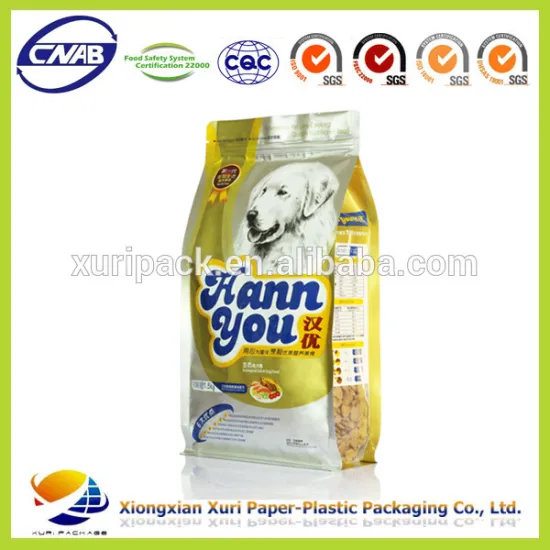 ziplock pet food packaging bag with tear notch/plastic pet food packaging bag with window