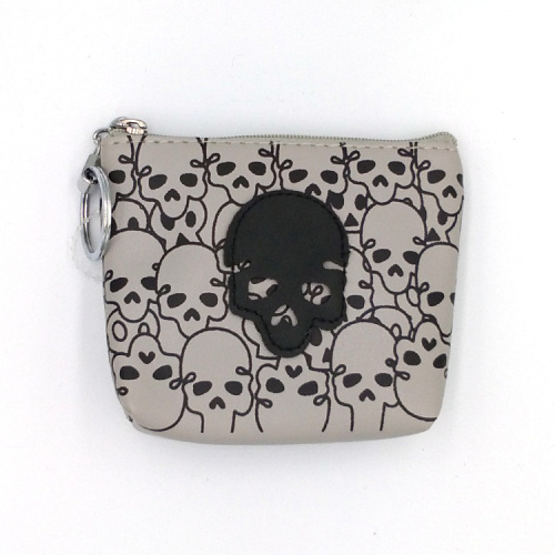 Coin Purse Artwork Skull flower style PU coin purse Supplier