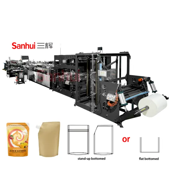Three-Sided Mid-Bottom Sealing Plastic Bag Making Machine with Stand-Up Zipper for Shopping Bags