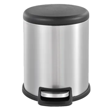 Brushed Stainless Steel Kitchen Garbage Can Round Step