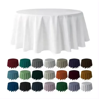 White Polyester Rectangle Tablecloth Set for Dining and Wedding Parties