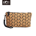 Custom Geometric design cork foldable makeup bag