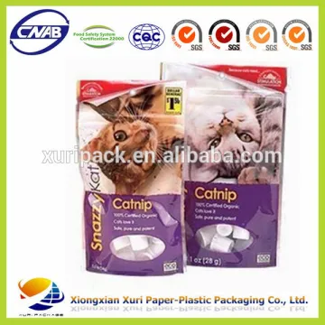 wholesale stand up zipper pet cat snack packaging bags