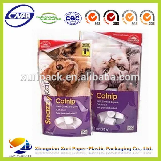 wholesale stand up zipper pet cat snack packaging bags