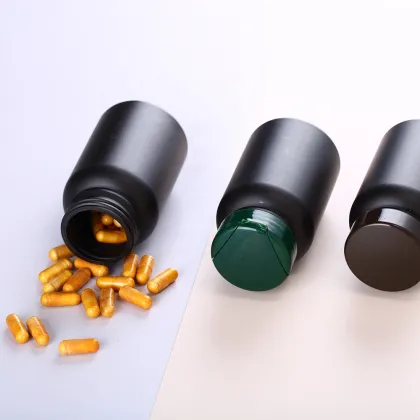 200CC Health Capsules Pharmaceutical Plastic Black Bottle HDPE