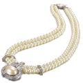 Popularne 2 warstw Pearl Beaded Necklace