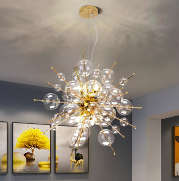 Modern Nordic Golden Glass Bulb Chandelier for Living Room