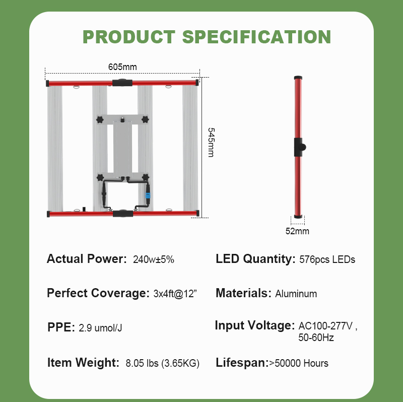 3ft LED Grow Light 240W SMD3030 LM301H