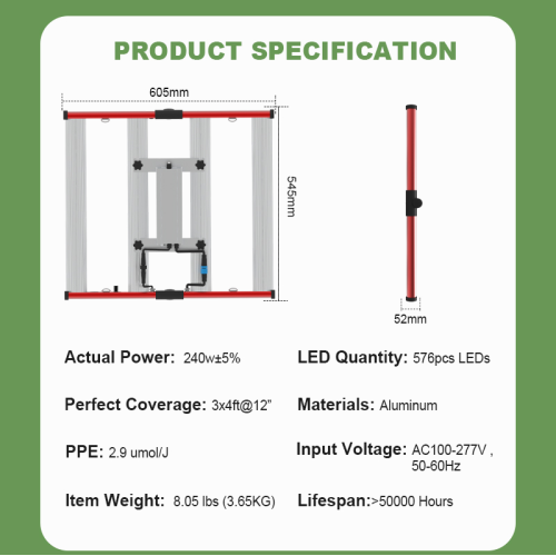 Hot selling factory price led grow lights 240w